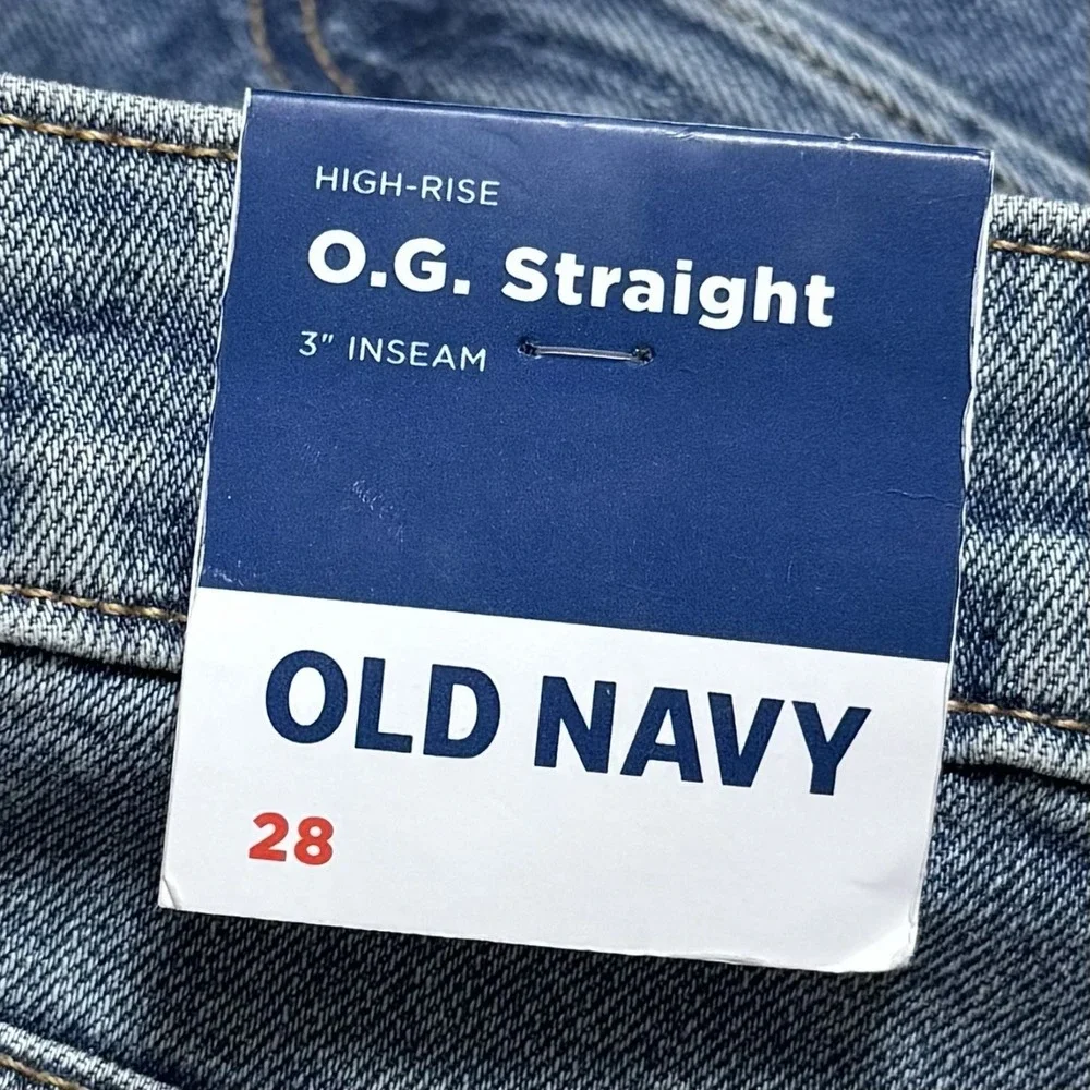 NEW Old Navy‎ High-Rise OG Straight Distressed Jean Shorts Capsule Summer 28